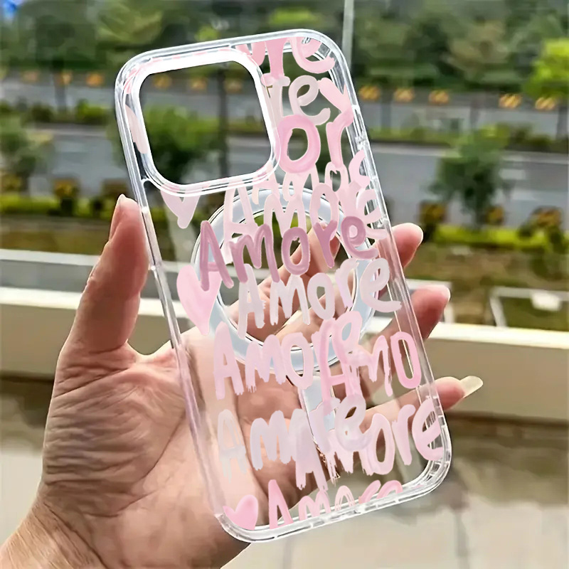 Wireless Charger - Amore-Love Romantyczne Różowe Napisy Etui na